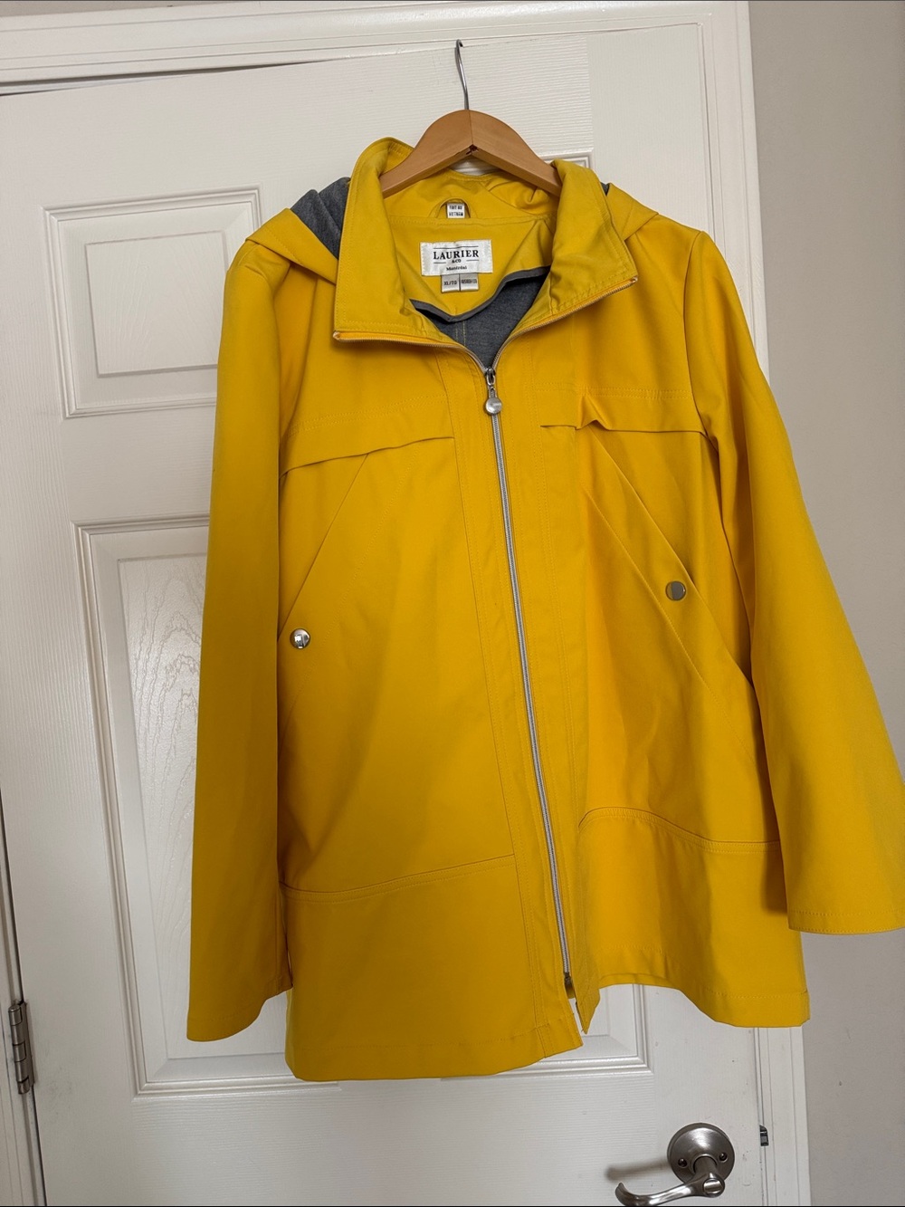 Bright Yellow Hooded Trench Rain Coat for Women